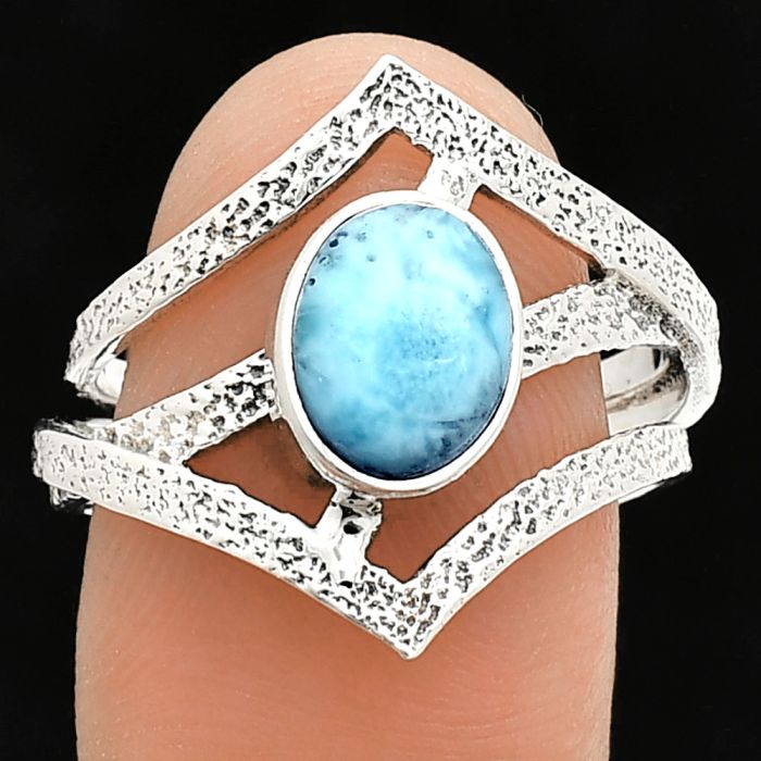 Larimar (Dominican Republic) Ring size-8.5 SDR238002 R-1471, 7x9 mm