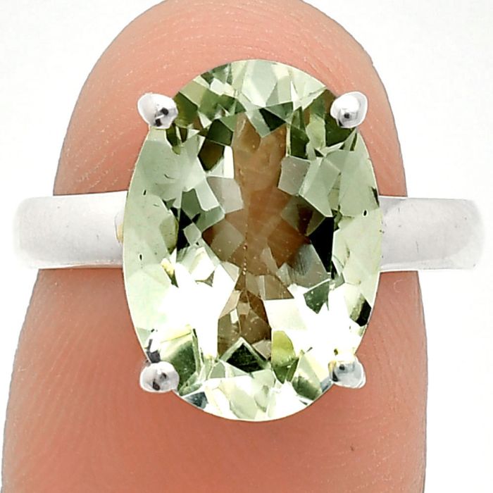Prasiolite (Green Amethyst) Ring size-7 SDR238086 R-1019, 10x14 mm