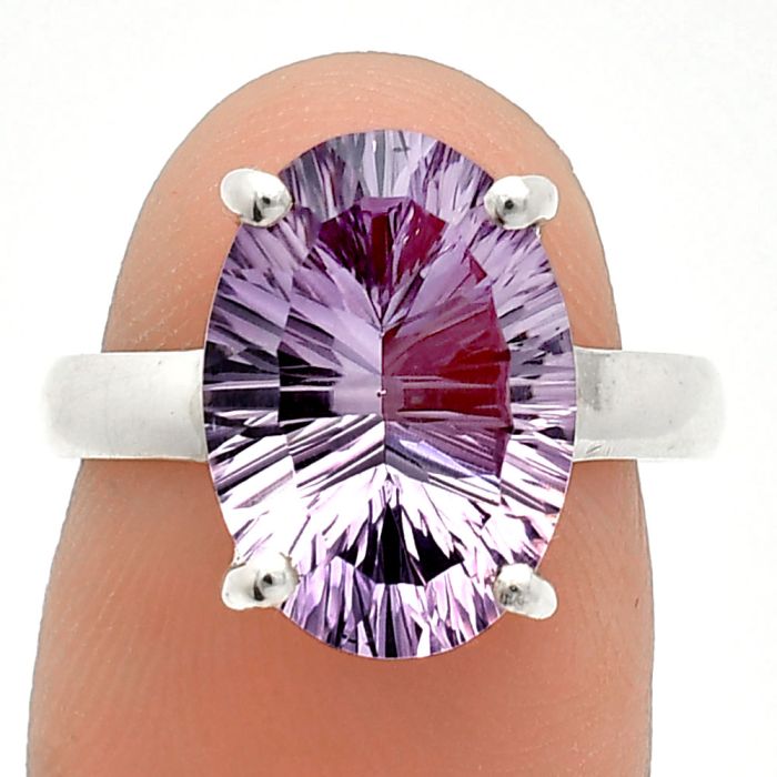 Amethyst Concave Ring size-7 SDR238087 R-1019, 10x14 mm