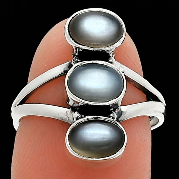 Gray Moonstone Ring size-7 SDR238223 R-1263, 5x7 mm