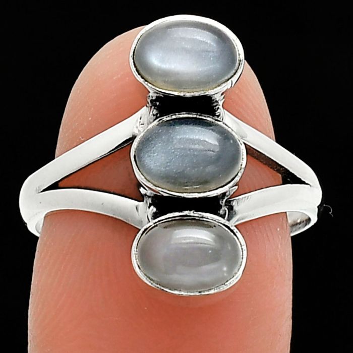 Gray Moonstone Ring size-8 SDR238225 R-1263, 5x7 mm