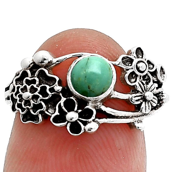 Floral - Natural Rare Turquoise Nevada Aztec Mt Ring size-8 SDR238285 R-1041, 5x5 mm