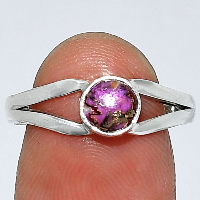 Kingman Pink Dahlia Turquoise Ring size-8 SDR238362 R-1505, 6x6 mm