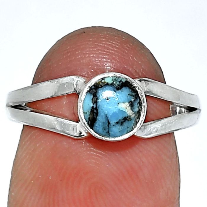 Natural Turquoise Morenci Mine Ring size-7.5 SDR238379 R-1505, 6x6 mm