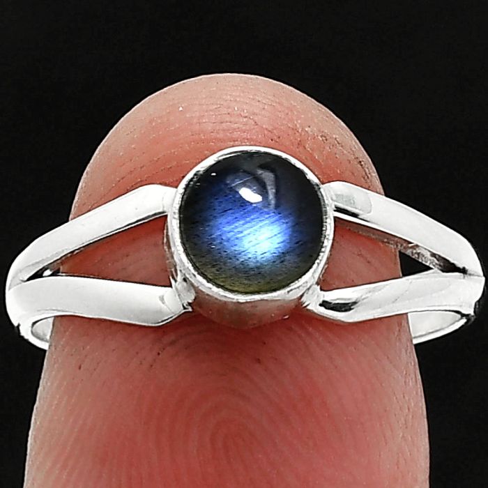 Blue Fire Labradorite Ring size-8 SDR238391 R-1505, 6x6 mm