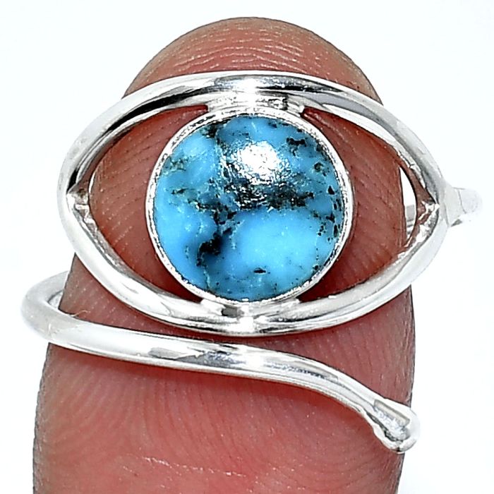 Eye - Natural Turquoise Morenci Mine Ring size-9 SDR238408 R-1254, 9x9 mm