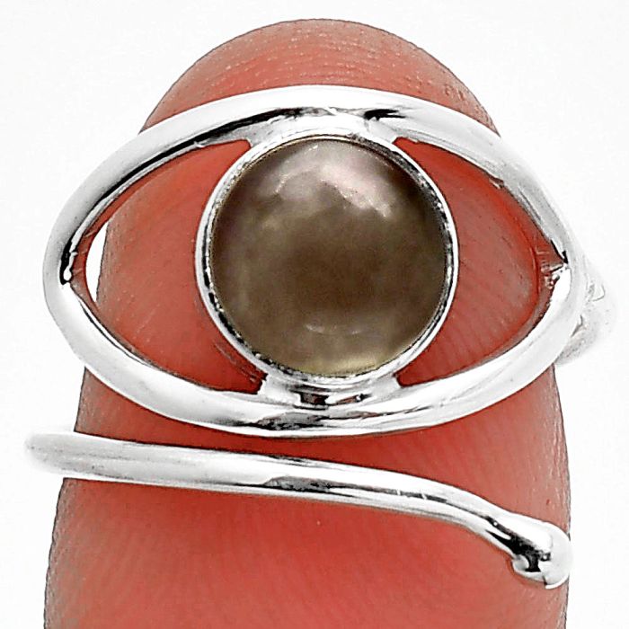 Eye - Gray Moonstone Ring size-7.5 SDR238411 R-1254, 8x8 mm