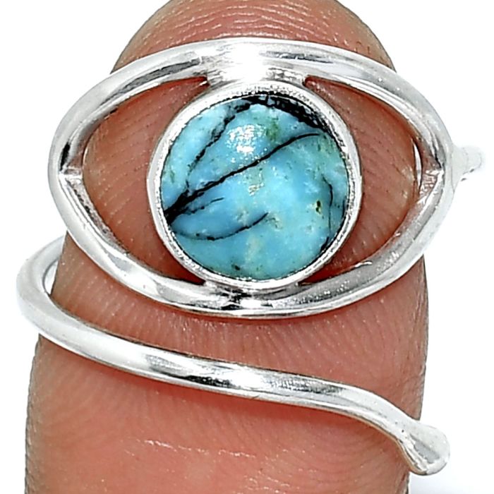 Eye - Natural Turquoise Morenci Mine Ring size-8 SDR238416 R-1254, 8x8 mm