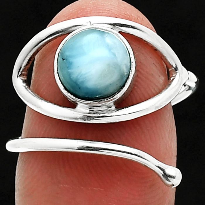 Eye - Larimar (Dominican Republic) Ring size-8.5 SDR238420 R-1254, 8x8 mm