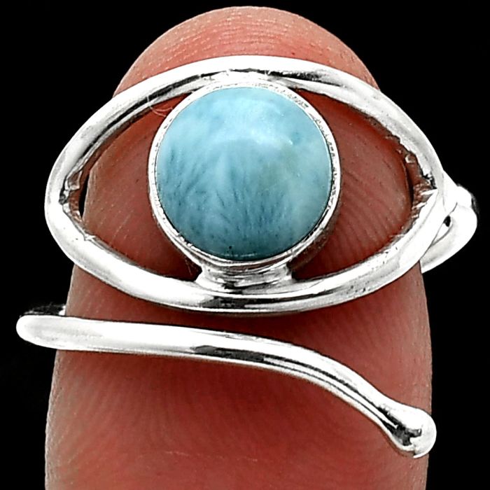 Eye - Larimar (Dominican Republic) Ring size-9 SDR238421 R-1254, 8x8 mm