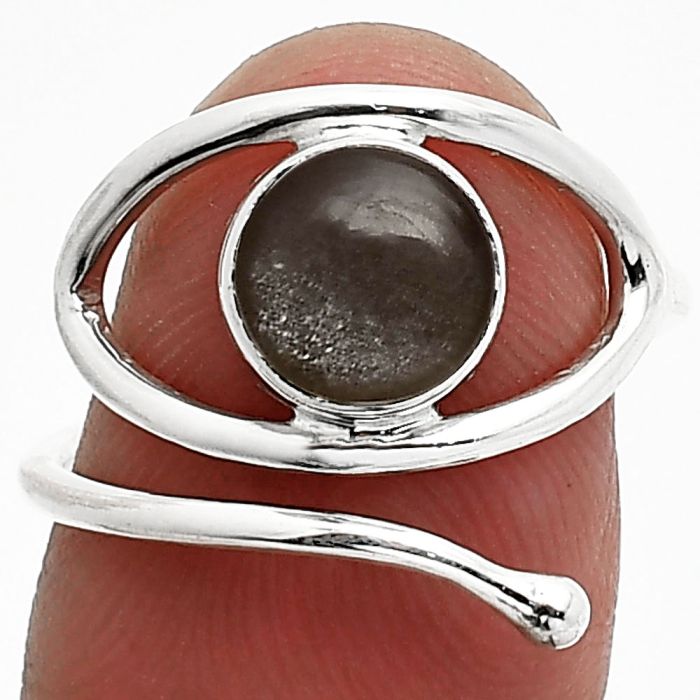 Eye - Gray Moonstone Ring size-7.5 SDR238431 R-1254, 8x8 mm