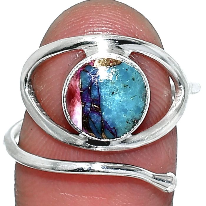 Eye - Kingman Pink Dahlia Turquoise Ring size-8 SDR238436 R-1254, 8x8 mm