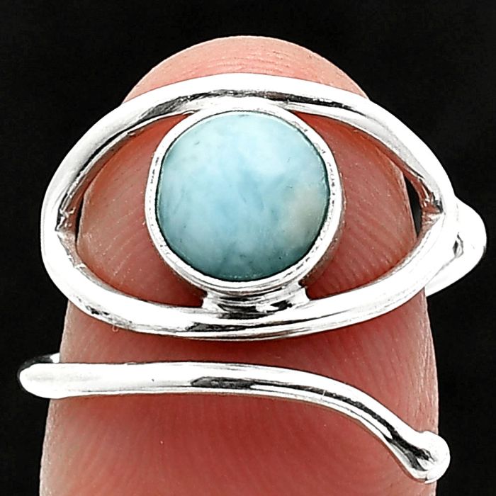 Eye - Larimar (Dominican Republic) Ring size-7.5 SDR238445 R-1254, 8x8 mm