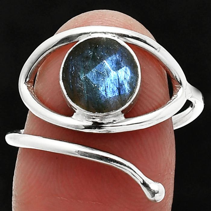 Eye - Blue Labradorite Checker Ring size-9 SDR238462 R-1254, 8x8 mm