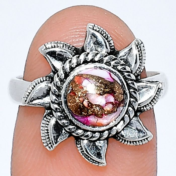 Sun - Kingman Pink Dahlia Turquoise Ring size-7 SDR238470 R-1617, 7x7 mm