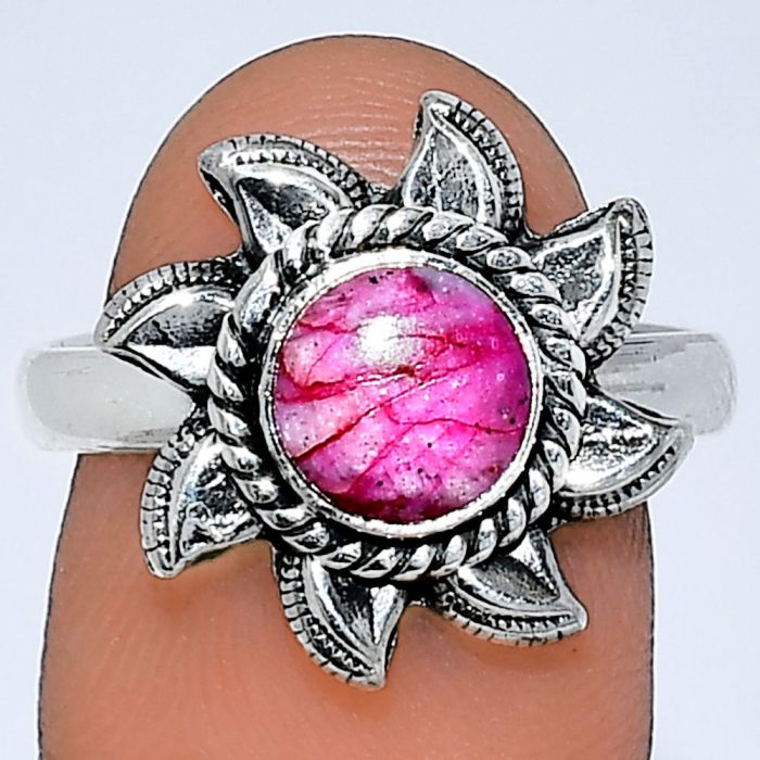 Sun - Kingman Pink Dahlia Turquoise Ring size-8 SDR238474 R-1617, 7x7 mm