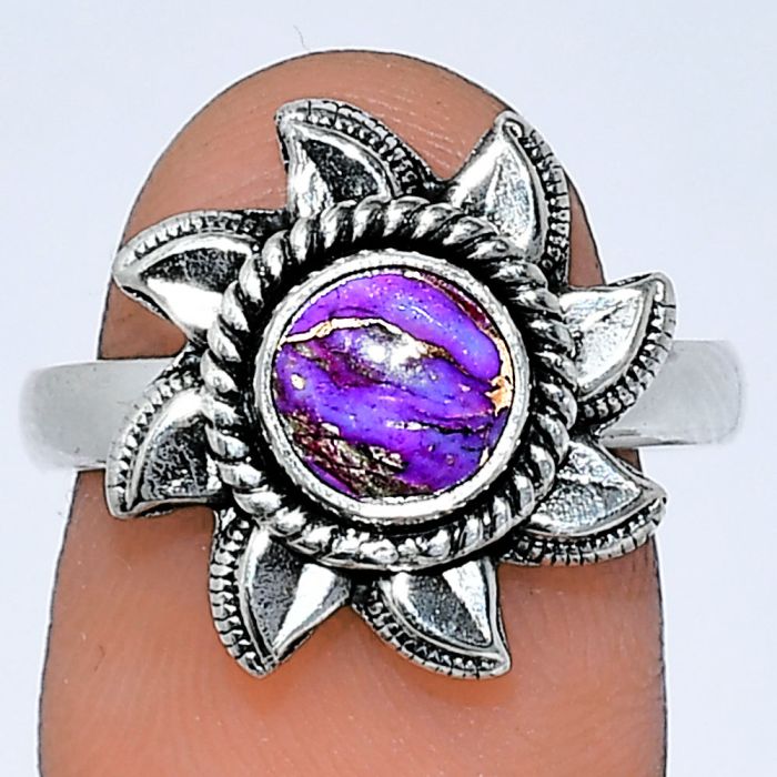 Sun - Copper Purple Turquoise Ring size-8 SDR238526 R-1617, 7x7 mm