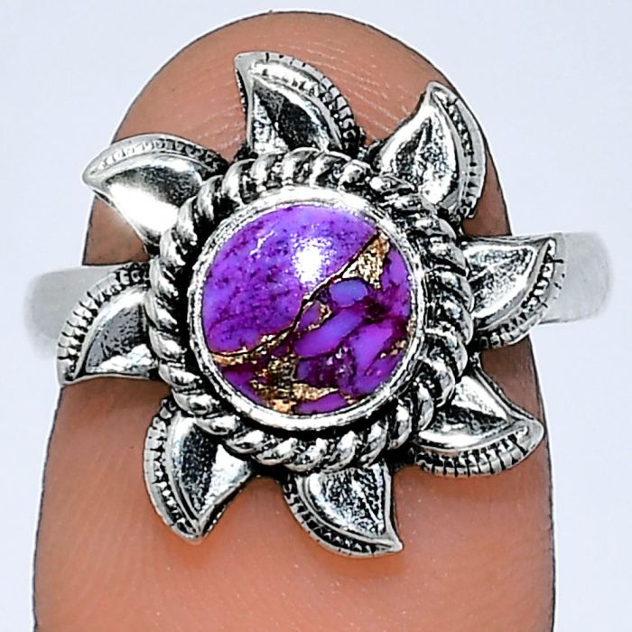 Sun - Copper Purple Turquoise Ring size-7 SDR238536 R-1617, 7x7 mm