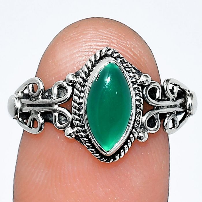 Green Onyx Ring size-7 SDR238564 R-1358, 5x10 mm