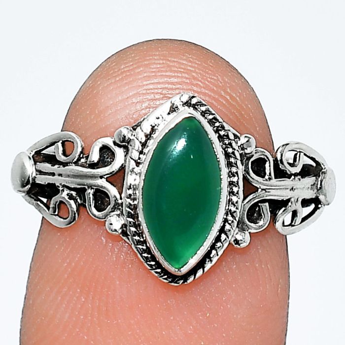 Green Onyx Ring size-8 SDR238570 R-1358, 5x10 mm