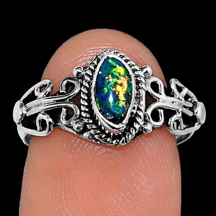 Fire Opal Ring size-7.5 SDR238588 R-1358, 4x8 mm