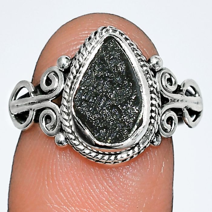 Tektite Rough Ring size-7 SDR238613 R-1345, 7x11 mm