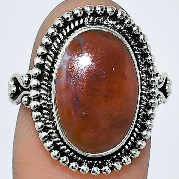 Red Moss Agate Ring size-7 SDR238627 R-1071, 10x15 mm