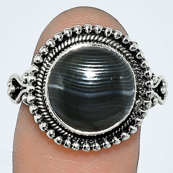 Crown Of Silver Psilomelane - Black Malachite Ring size-9 SDR238647 R-1071, 12x12 mm