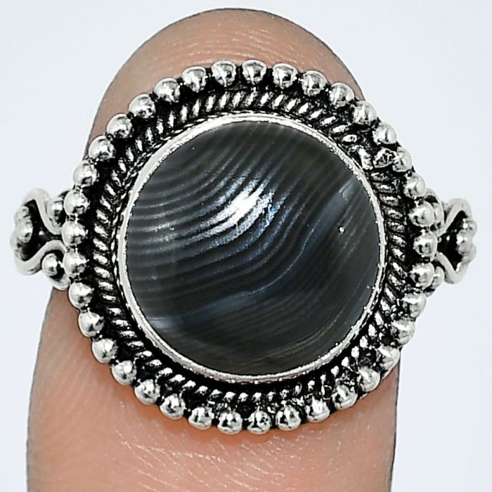 Crown Of Silver Psilomelane - Black Malachite Ring size-8.5 SDR238648 R-1071, 12x12 mm