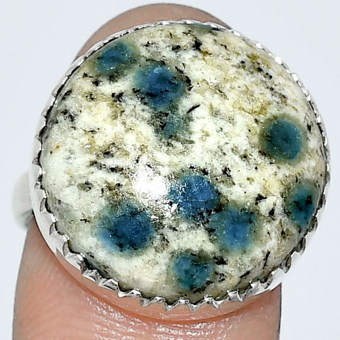 K2 Blue - Azurite In Quartz Ring size-7 SDR238675 R-1210, 18x18 mm