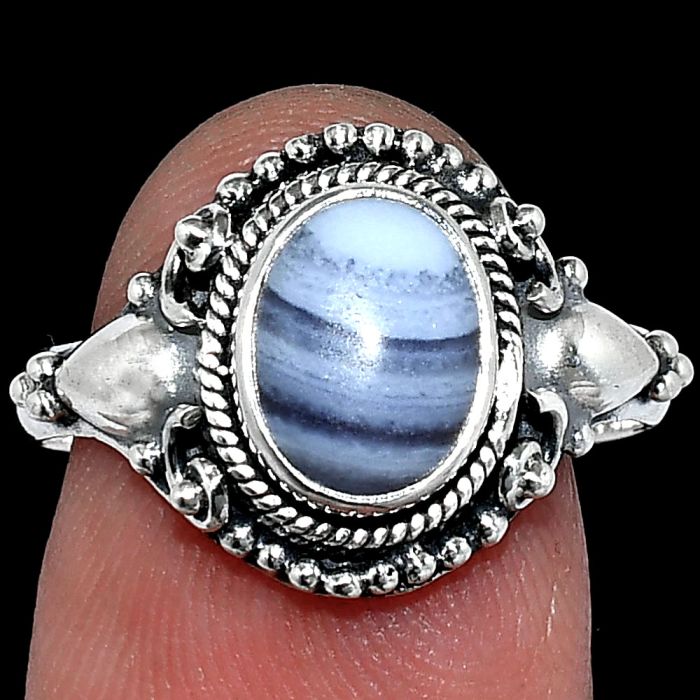 Blue Lace Agate Ring size-8 SDR238714 R-1291, 7x9 mm