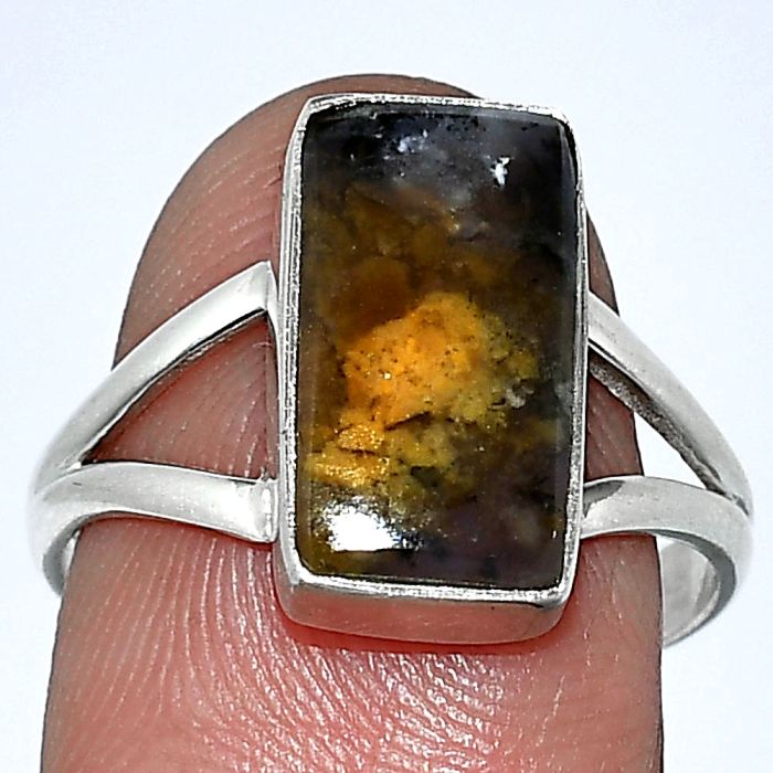 Amethyst Sage Agate Ring size-8 SDR238723 R-1002, 8x14 mm