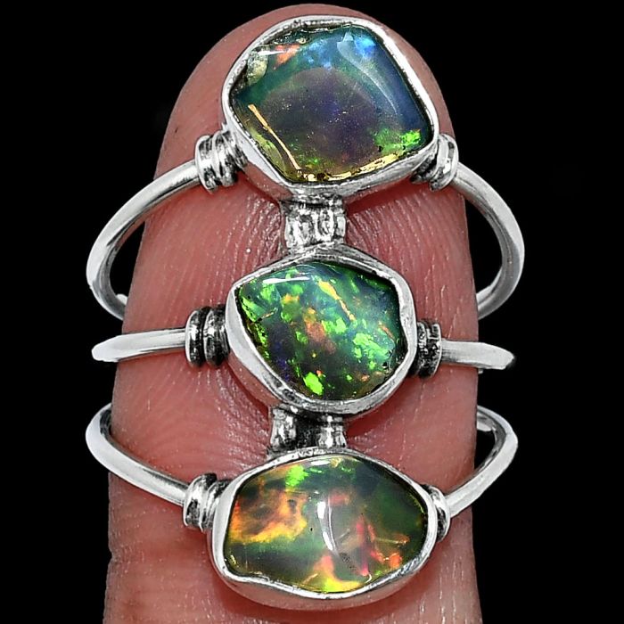 Ethiopian Opal Rough Ring size-8 SDR238756 R-1566, 8x9 mm