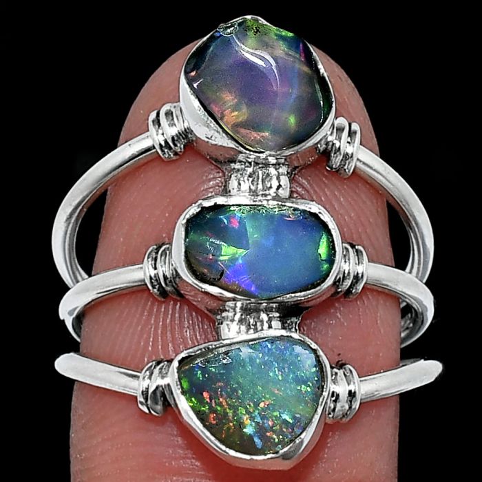 Ethiopian Opal Rough Ring size-7 SDR238758 R-1566, 7x8 mm