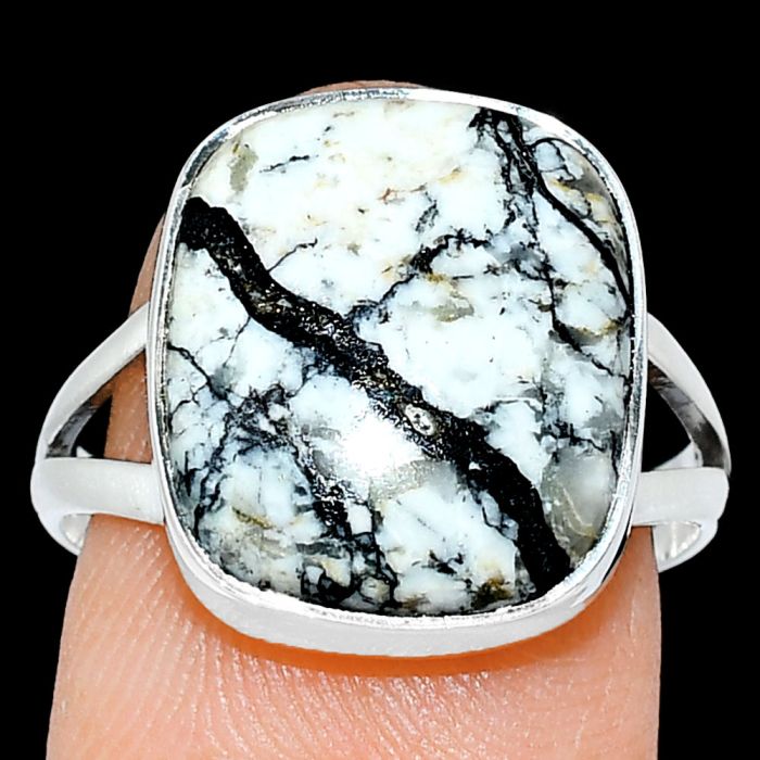 Authentic White Buffalo Turquoise Nevada Ring size-8 SDR239068 R-1002, 13x15 mm