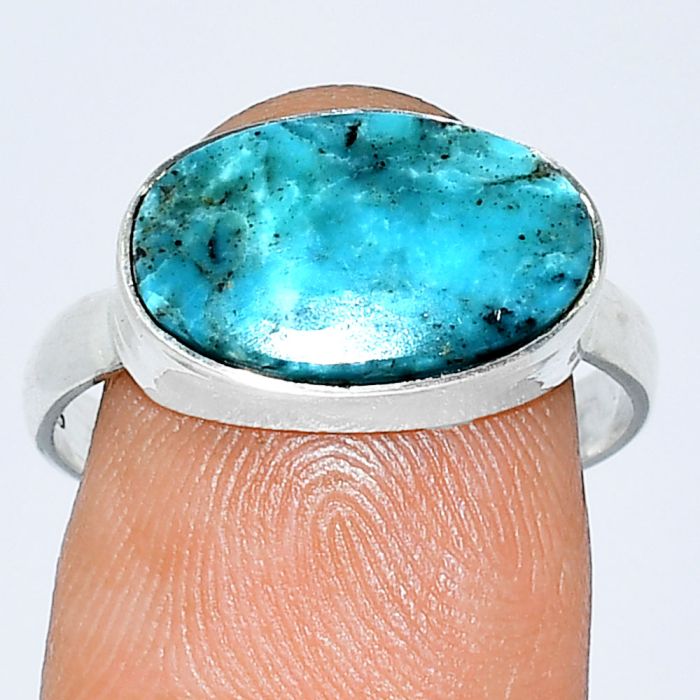 Natural Turquoise Morenci Mine Ring size-8 SDR239121 R-1057, 9x14 mm