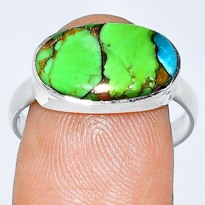 Blue Turquoise In Green Mohave Ring size-9 SDR239135 R-1057, 9x15 mm