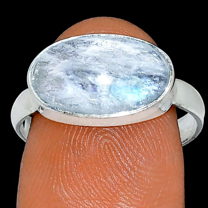 Rainbow Moonstone Ring size-8.5 SDR239152 R-1057, 8x14 mm