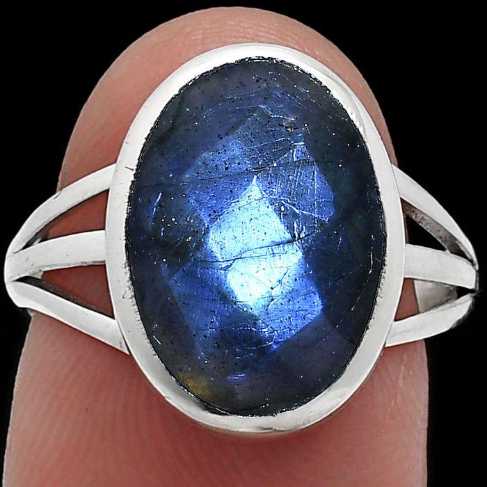 Blue Fire Labradorite Checker Ring size-7 SDR239226 R-1006, 10x14 mm