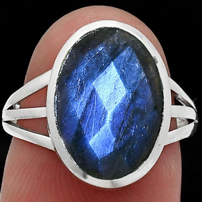 Blue Fire Labradorite Checker Ring size-7 SDR239229 R-1006, 10x14 mm