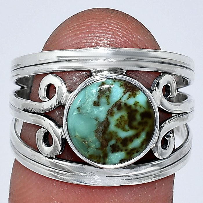 Natural Turquoise Morenci Mine Ring size-8 SDR239249 R-1132, 9x9 mm