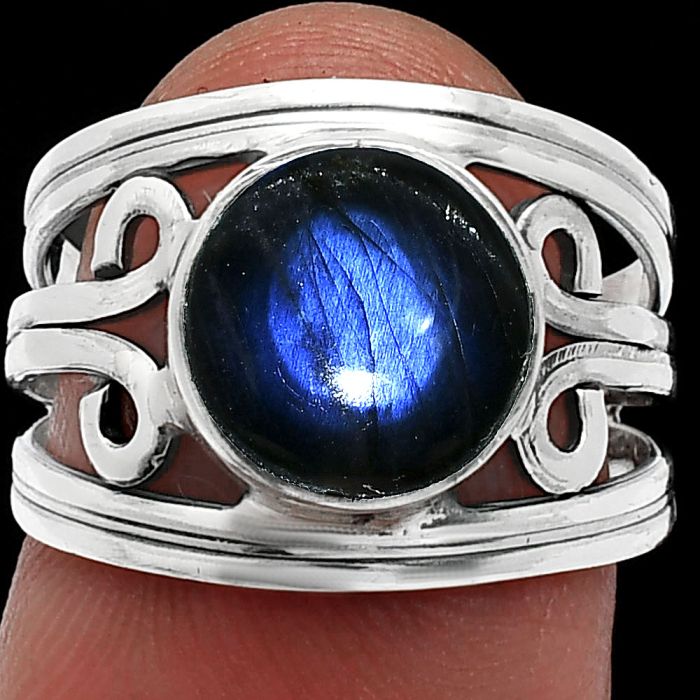 Blue Fire Labradorite Ring size-7 SDR239269 R-1132, 9x9 mm