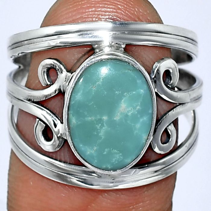 Natural Rare Turquoise Nevada Aztec Mt Ring size-8 SDR239274 R-1132, 8x12 mm