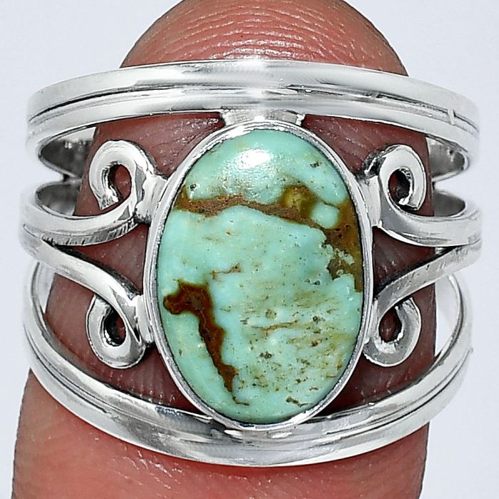 Natural Rare Turquoise Nevada Aztec Mt Ring size-7.5 SDR239275 R-1132, 9x12 mm