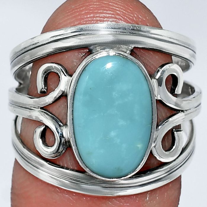 Natural Rare Turquoise Nevada Aztec Mt Ring size-7 SDR239276 R-1132, 8x12 mm