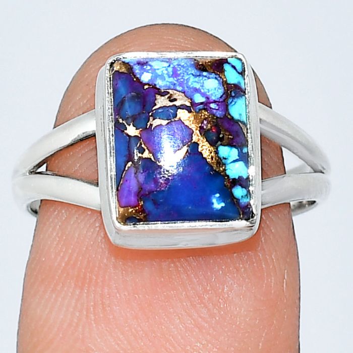 Kingman Purple Dahlia Turquoise Ring size-7 SDR239306 R-1008, 8x10 mm