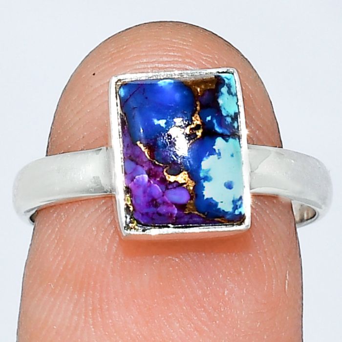 Kingman Purple Dahlia Turquoise Ring size-7 SDR239315 R-1007, 7x9 mm