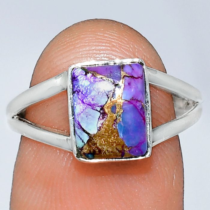 Kingman Purple Dahlia Turquoise Ring size-7 SDR239316 R-1008, 7x9 mm