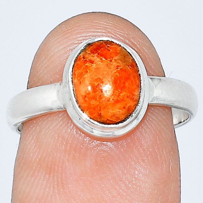 Red Sponge Coral Ring size-7.5 SDR239340 R-1007, 7x9 mm