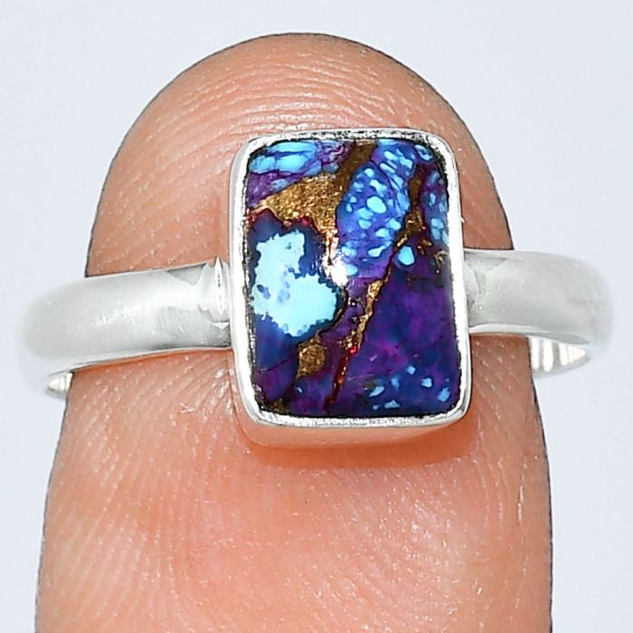 Kingman Purple Dahlia Turquoise Ring size-8 SDR239361 R-1007, 7x9 mm